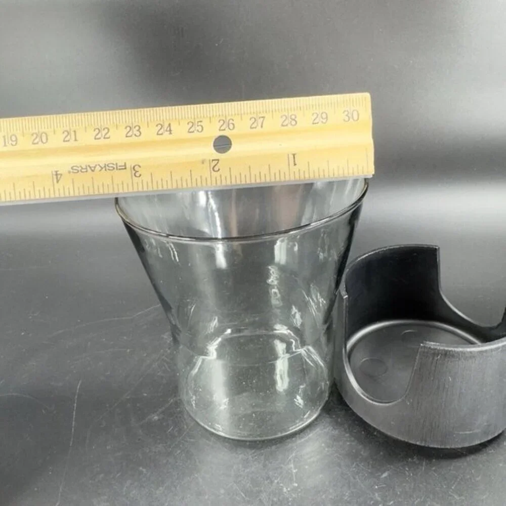 1970s MCM Retro‎ Glas Snap by Corning Black Smokey Gray Glasses Vintage Mugs 2